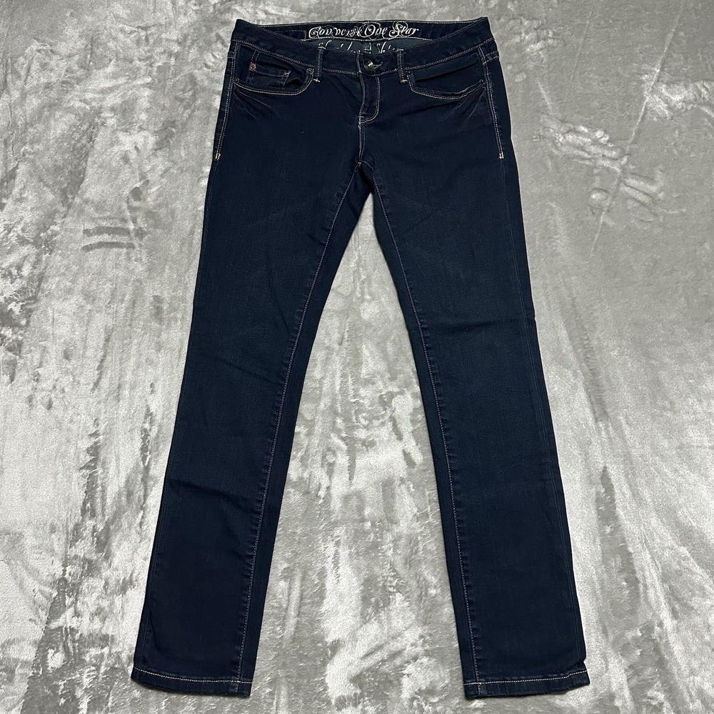 Y2k Converse Low Rise Dark Wash Jeans Womens Size 6 Blue Grunge Skater‎ Stretch